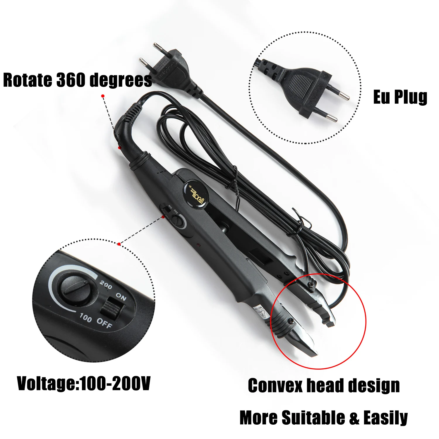 Professional Hair Extension Tool Hair Connector Fusion Heat Iron Connector Adjustable Temperature  Melting Tool UK/US/EU Plug image 2