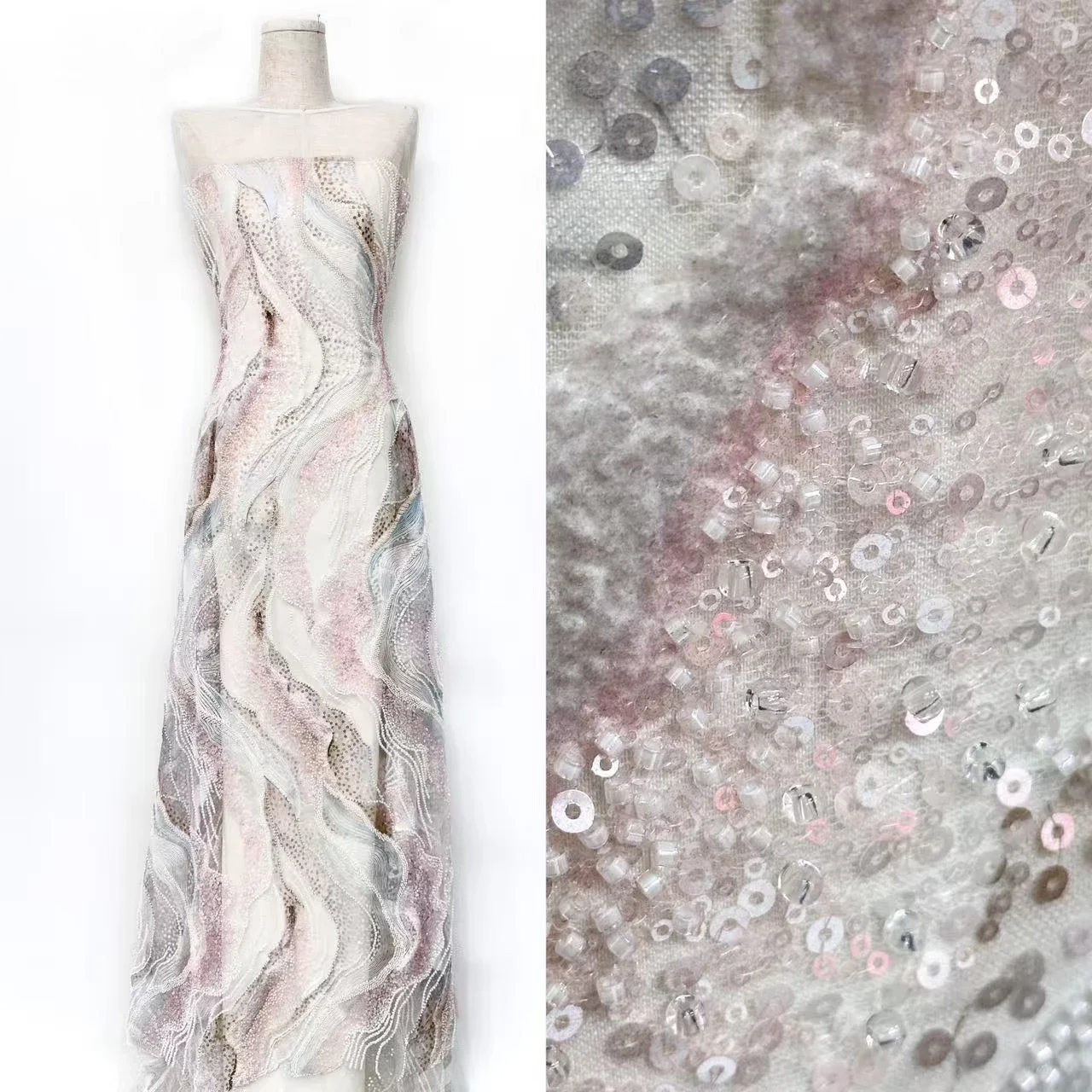 Luxury French Mesh Lace Beads Fabric 2025 High Quality African Sequins Lace Lace For Women Wedding Party Dresses Sewing AH1652