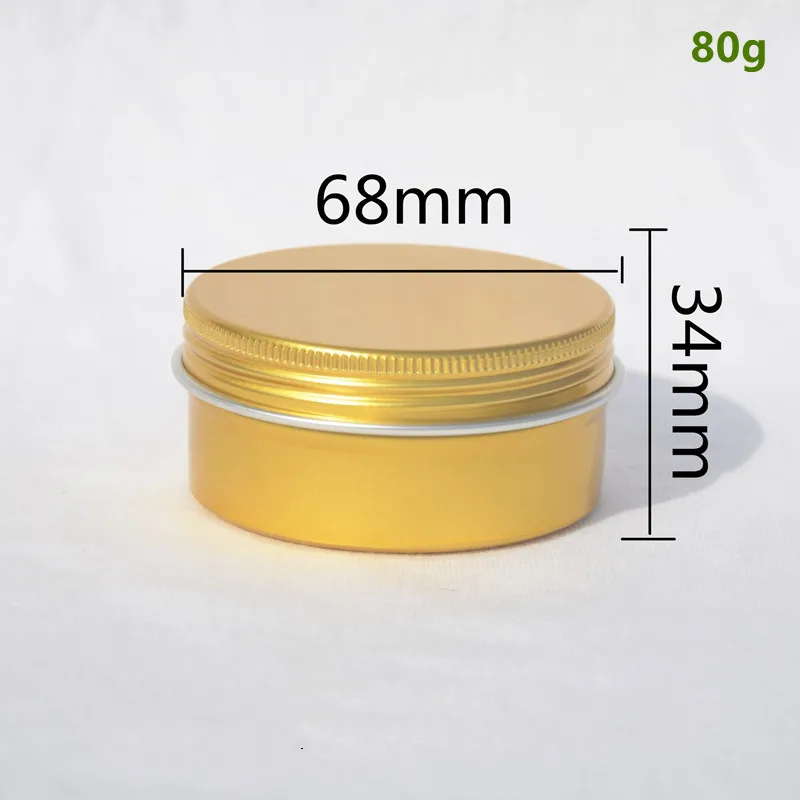 200pcs 80ml Round Portable Refillable Gold Aluminum Jar Cosmetic Lotion Bottle 2.7oz Empty Cream Container Tin