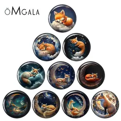 Cartoon Dream Sleep Wolf and Moon Art 12mm/18mm/20mm/25mm Round photo glass cabochon demo flat back Making findings