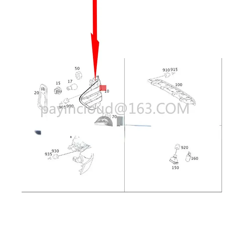 CAR Rear Tail Light Assembly Tail W164 ML350 ML500mer Ced EnzML63 ML300 ML550 Anti-collision Rear Brake