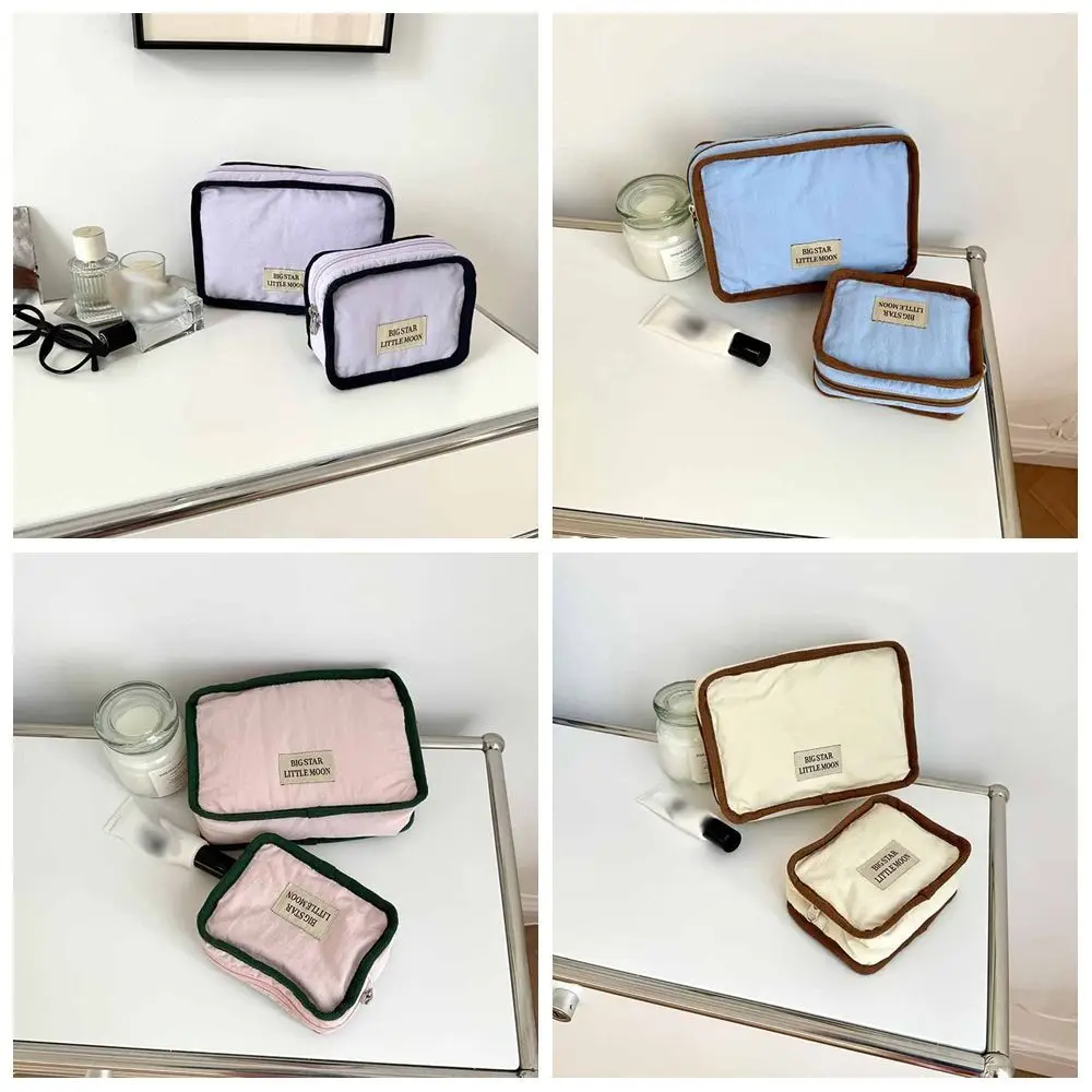 حقيبة مستحضرات التجميل المحمولة ذات الألوان المتباينة، محفظة على الطراز الكوري، محفظة نسائية للعملات المعدنية بلون سادة، حقيبة تخزين للمناديل الصحية #5