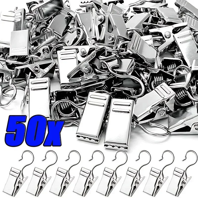 10-50PCS Stainless Steel Curtain Clips For Curtain Photos Decor Wire Holder For Hanging Photos Drapes Clip Clamp Replacement