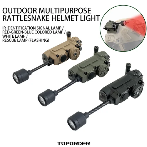 Imagen 2 del producto Lámpara para casco Sidewinder, luz estroboscópica táctica, rojo/verde/azul/blanco/cabeza IR, luz IFF, linterna LED auxiliar para caza y pesca