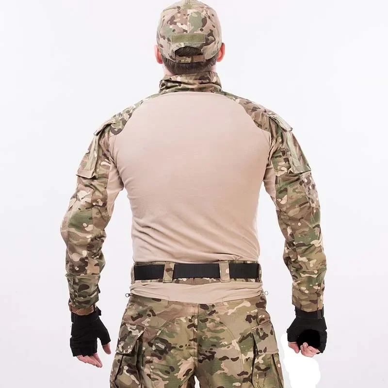 Outdoor Airsoft Paintball Clothing Upgraded Elastic Pants Uniform Tactical Combat Camo Shirts+Cargo Pants +Pad