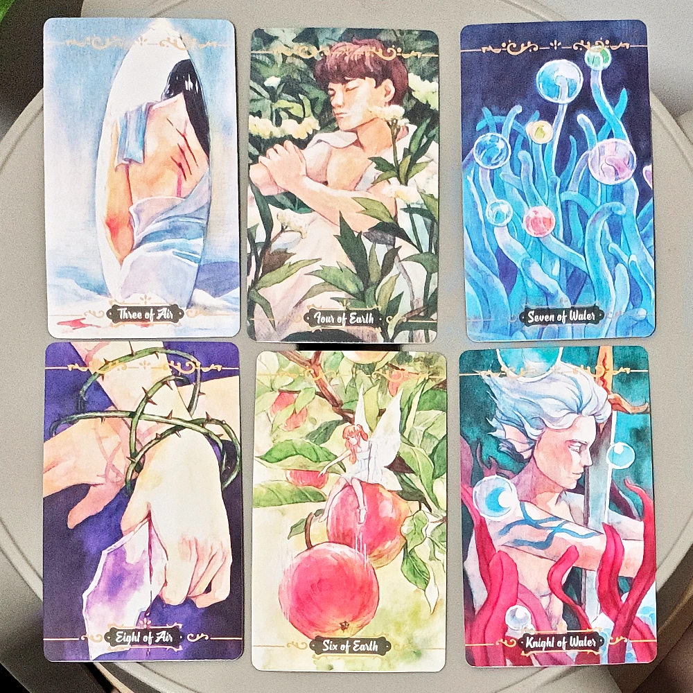 Ocean From The Sky Tarot 10.3*6cm - 78-Card Hand-Painted Watercolor Deck for Meditation and Guidance