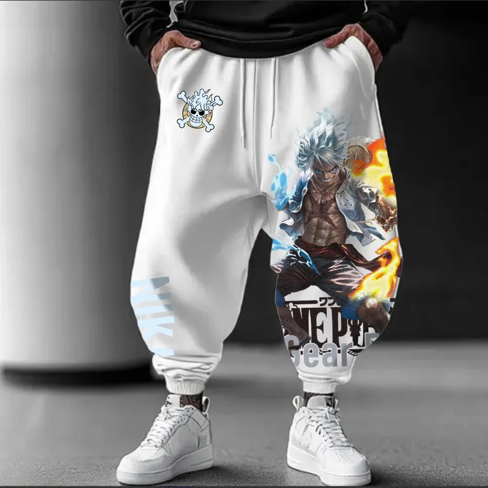 กางเกงวอร์ม ONE PIECE รุ่นใหม่สำหรับผู้ชายและผู้หญิง ปี 2025 ลายพิมพ์อนิเมะแนวสตรีท ใส่สบายๆ สไตล์ลำลอง ใส่ได้หลายโอกาส