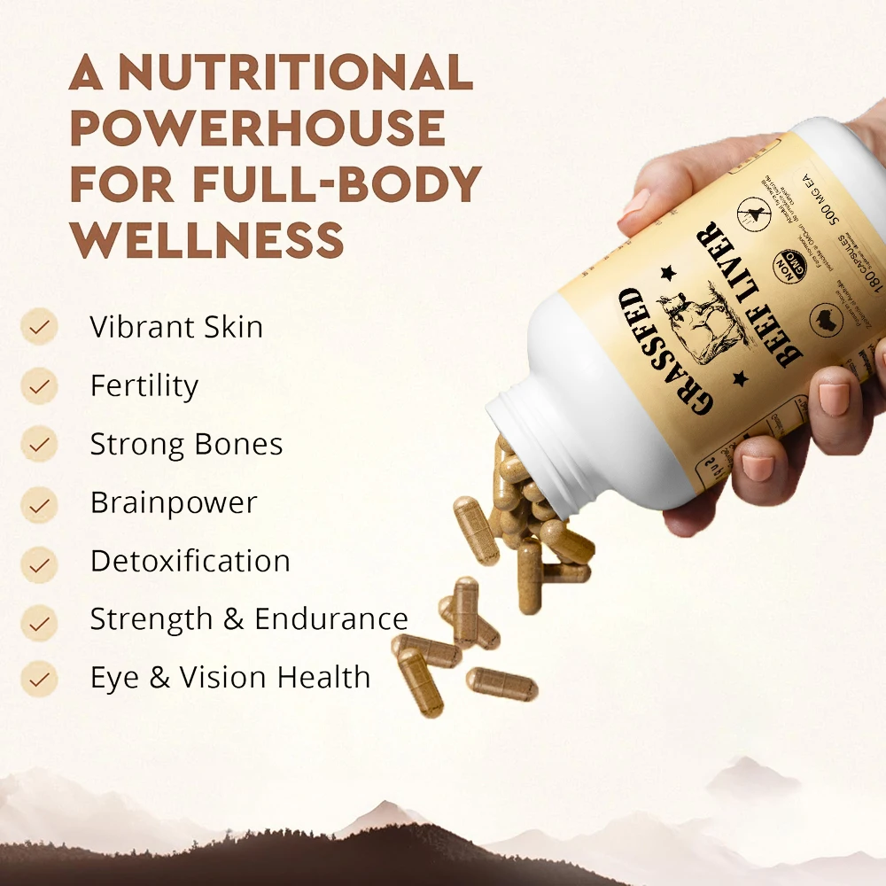 Grass Fed Beef Liver Supplement Supports Energy, Detoxification, Digestion, Immunity and Full Body Wellness, Non-GMO, 90 Capsule