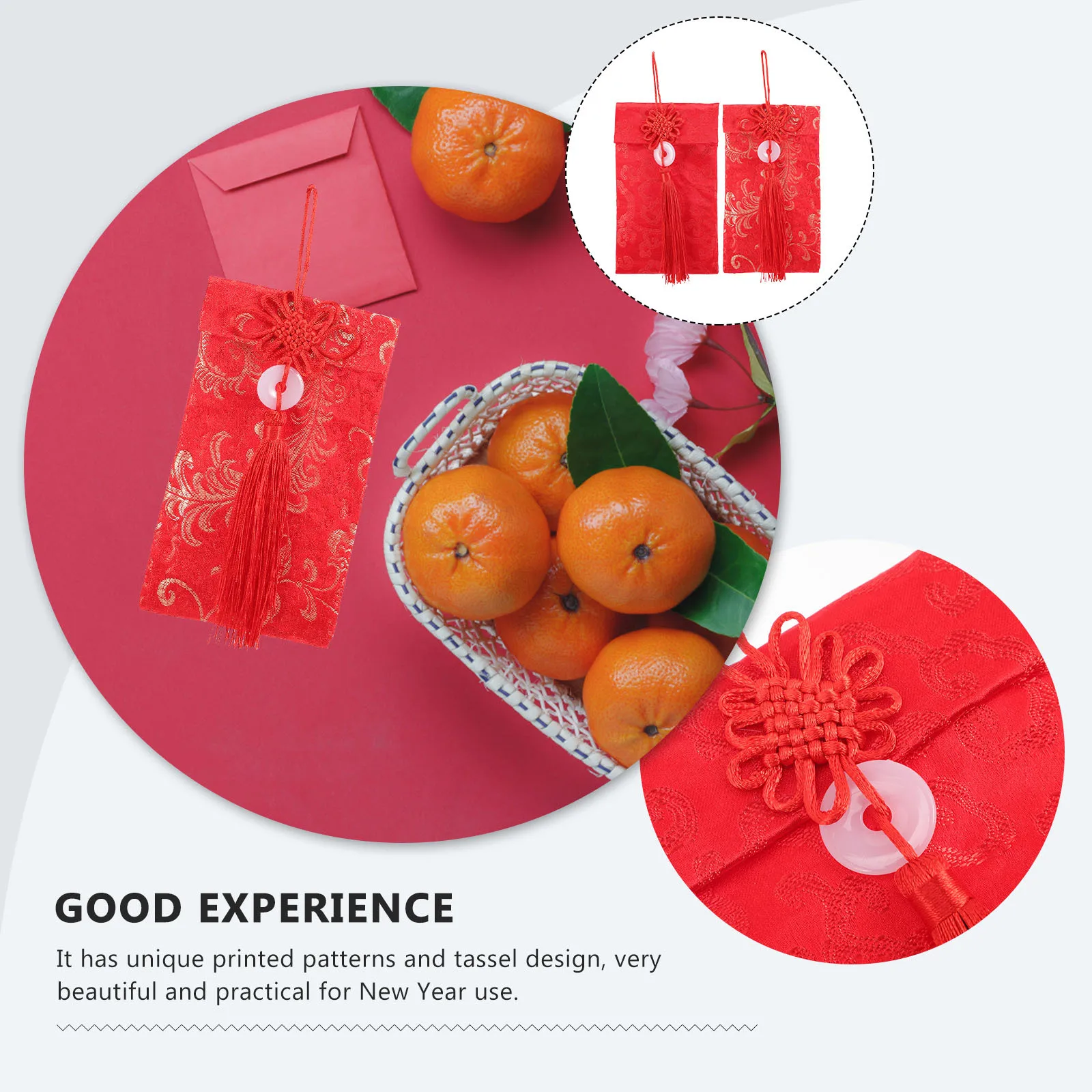 

2Pcs Traditional Chinese Red Envelopes 2023 New Year Money Packet Cloth Red Packets for Good New Year Envelope