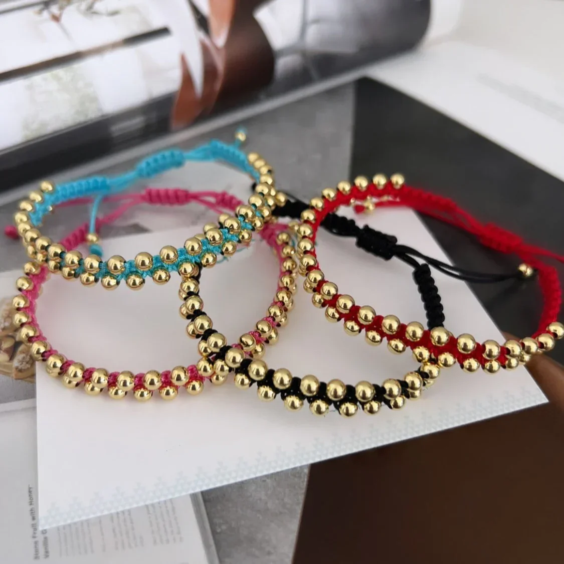 KKBEAD Handmade Braided Bracelets For Women Couple Jewelry Gift Gold Plated Beads Bracelet Free Shipping Pulseras Accessories