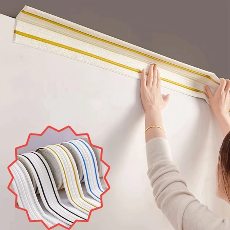 Home Decoration Large Size 14CM Self-adhesive 3D Wall stickers Skirting Ceiling Trim Sticker Wall Anti-collision Seam Line