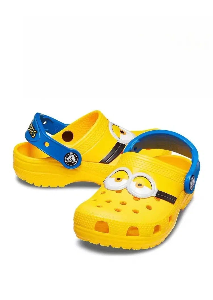 Orijinal Crocs x Minions Kawaii Karikatür Sevimli Kız Erkek Sandalet Çocuk Terlik Delik Ayakkabı Kaymaz Plaj Ev Ayakkabıları Hediye