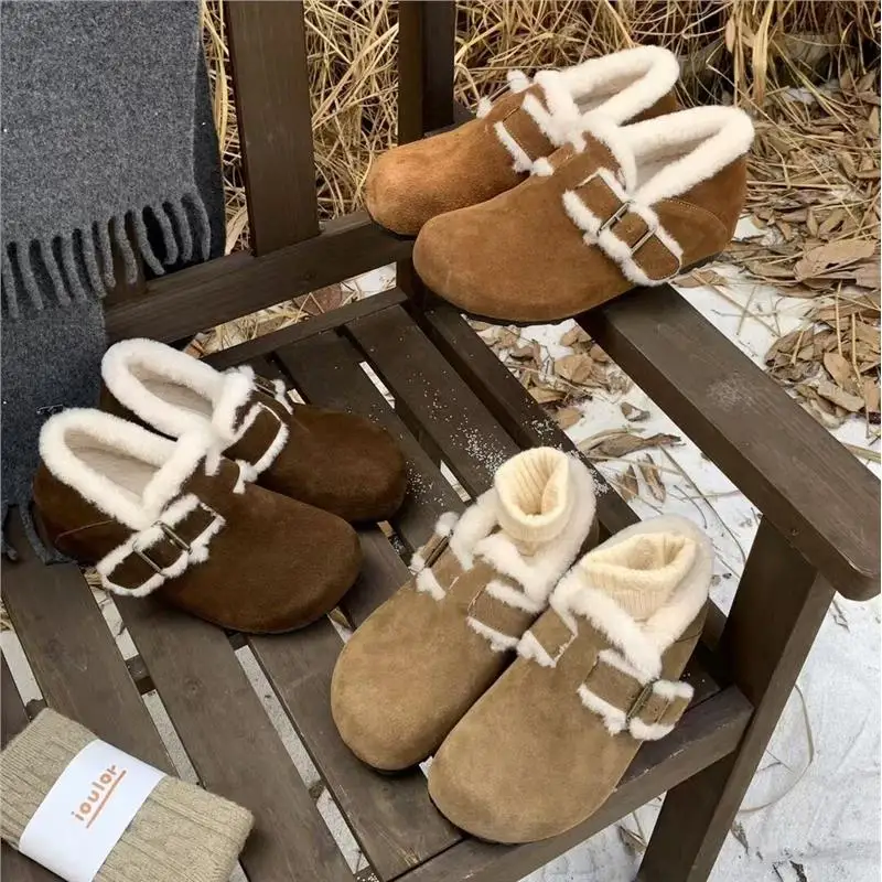 Winter Shoes Women Increas Height Casual Female Sneakers Clogs Platform Loafers Fur Creepers Increased Internal Snow Boots