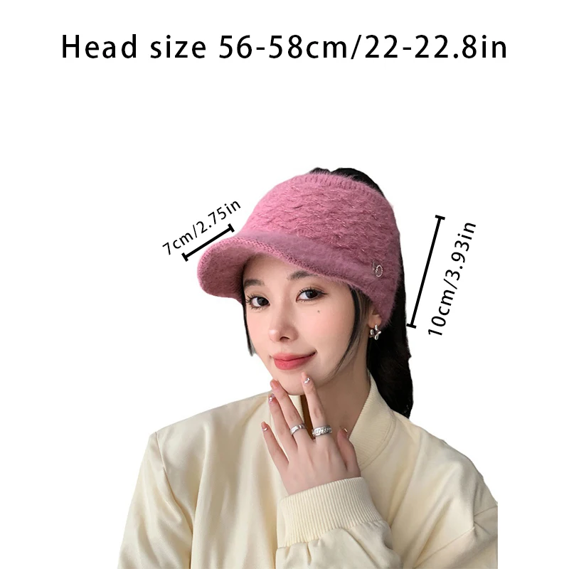 Autumn and winter women\'s hats hollow cap padded warm duck tongue cap cold-proof knitted cap thickened wool cap