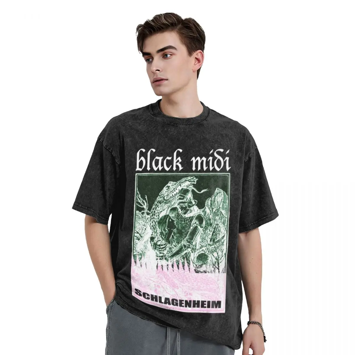 Black Midi Schlagenheim T-Shirt Blouse sports fans graphic t shirts vintage t shirt men