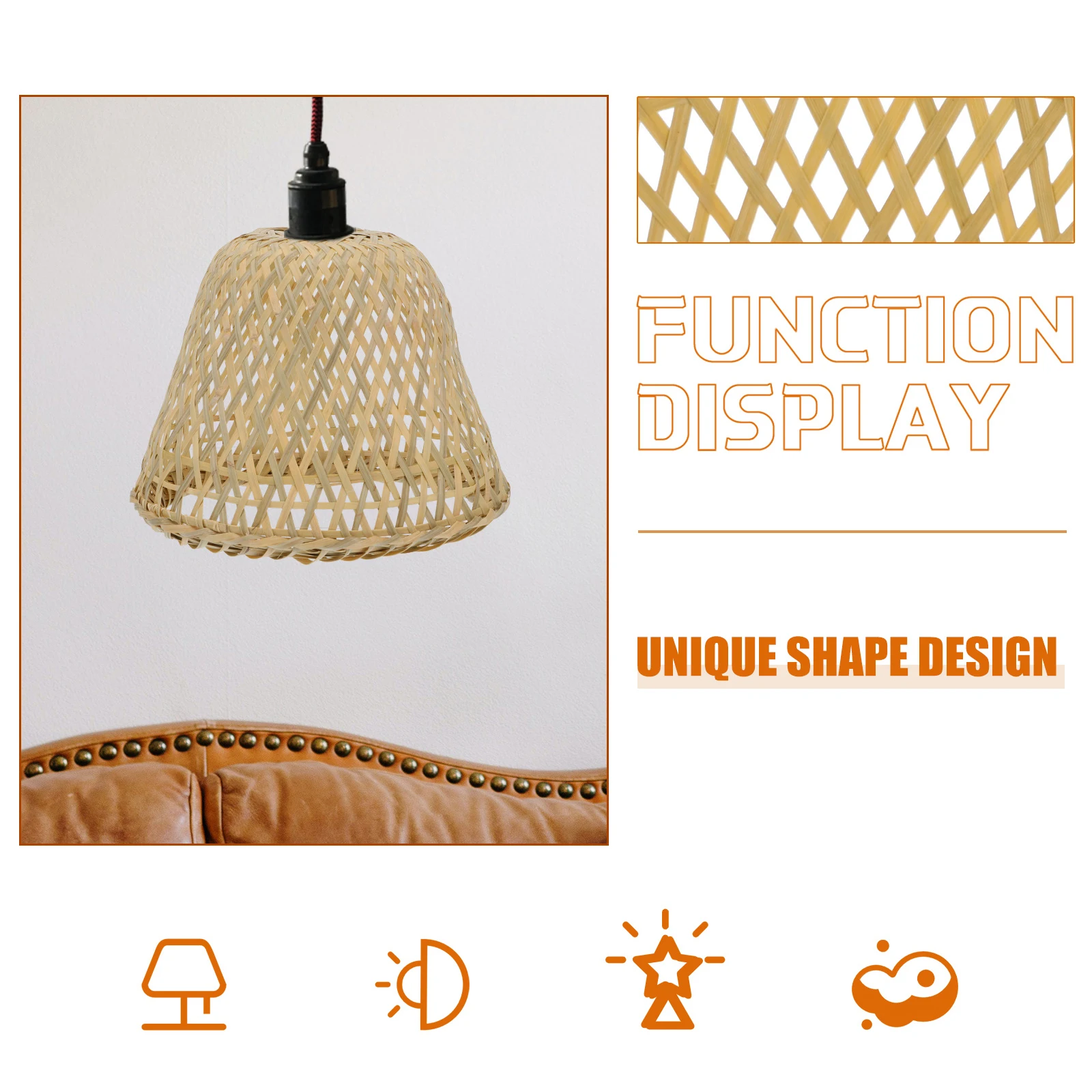 

Bamboo Lampshade High Quality Material Rustic Hanging Shades Japanese Style Handmade Weaving Home Decor Ceiling Light Cover Warm