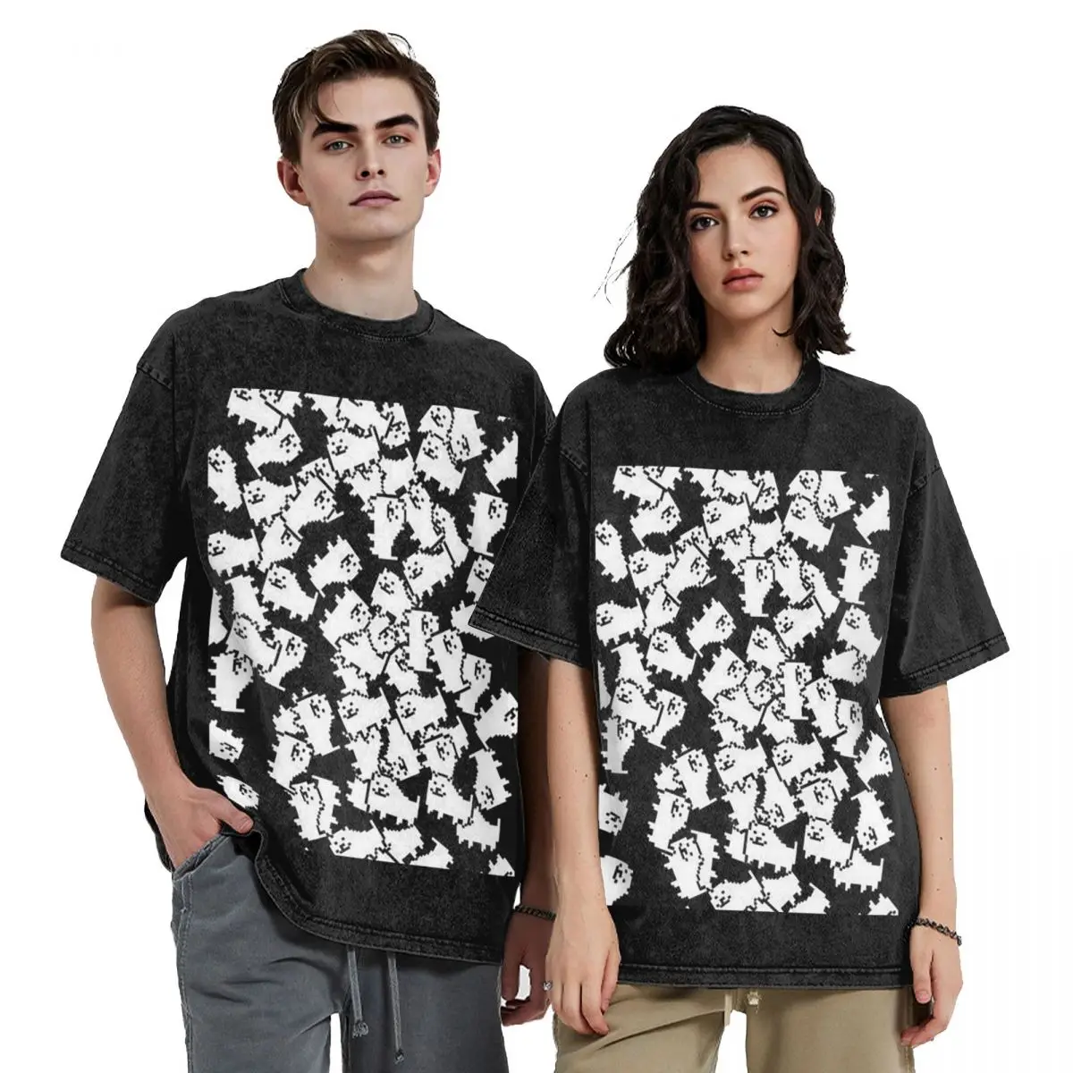 Undertale Annoying Dog Video Game Cute Hip Hop Short Sleeve T-Shirts Washed Tops Tees Streetwear T Shirt Oversized for Men woman