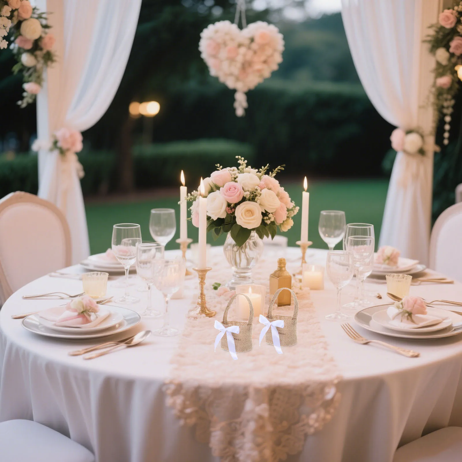 

4 Pcs Floral Basket Handbag Wedding Baskets Burlap Small Favor