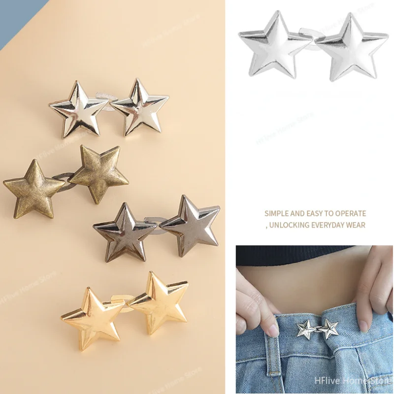 1pc Jeans Button Adjustable Clips for Pant Skirts Waist Tightener Buckle Snap Button Adjuster Pants Pin Retractable Button