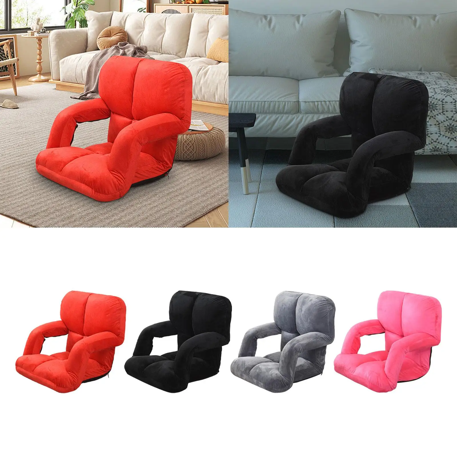 Folding Lazy Sofa Versatile Comfortable Zipper Foldable Single Seat Tatami Floor Chair for Outdoor Bedroom Balcony Indoor Office