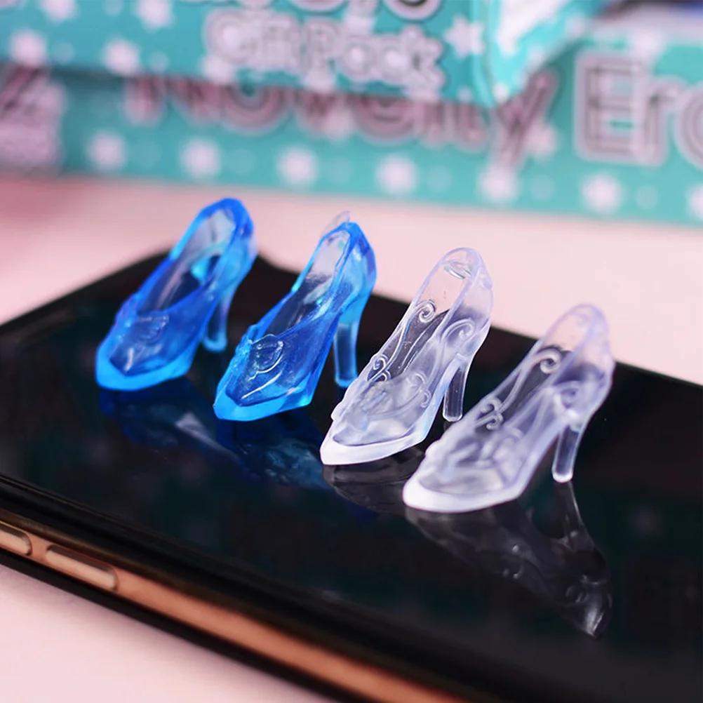 

30 Pairs Crystal Shoe Toy Transparent Mini High Heels Shoes Children Accessories Plastic Material Practical Use