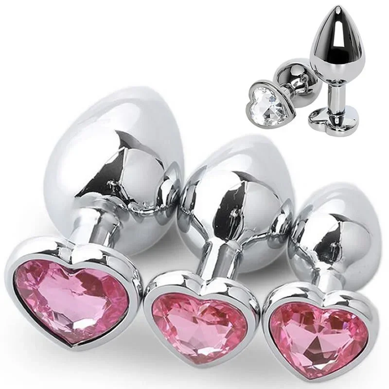 3 Size Heart Shaped Stainless Steel Anal Butt Plugs Anal Trainer Toys Personal Massager for Unisex Masturbation Sex Toys