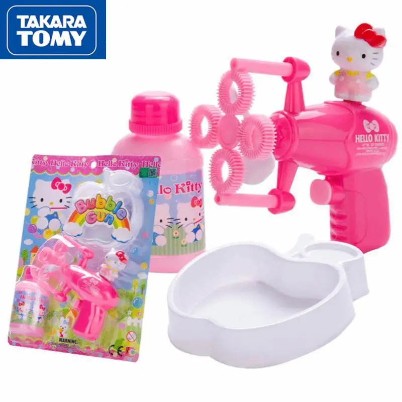 Takara tomy hello kitty bolha elétrica arma máquina de bolha elétrica das crianças brinquedo dos desenhos animados bonito plástico presente das crianças