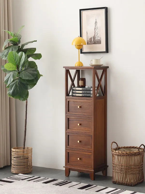 

Solid wood premium storage drawer storage living room corner cabinet flower stand