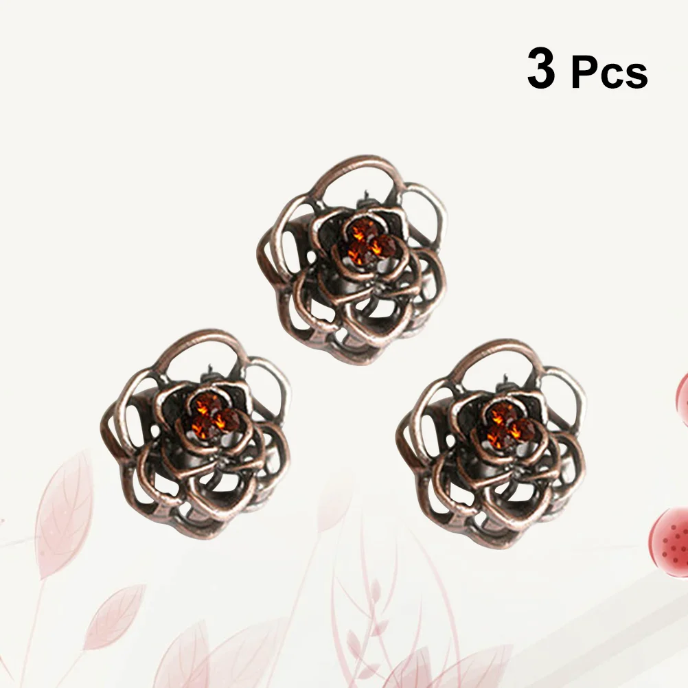 

3 Pcs Sturdy Construction Hair Claw Women Clips Clamp Small Rose Alloy Fashionable Trumpet