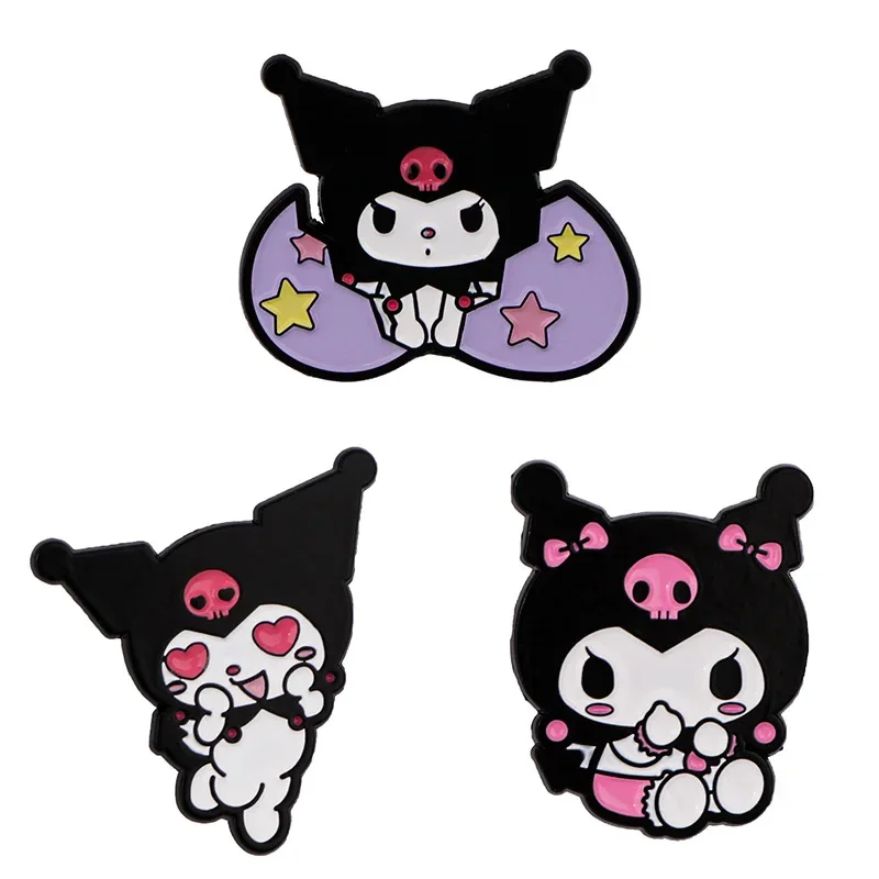 Lovely Cartoon Cute Kuromi Enamel Pin Metal Brooch Gifts for Friends Lover Sanrio Badges Accessories Collection