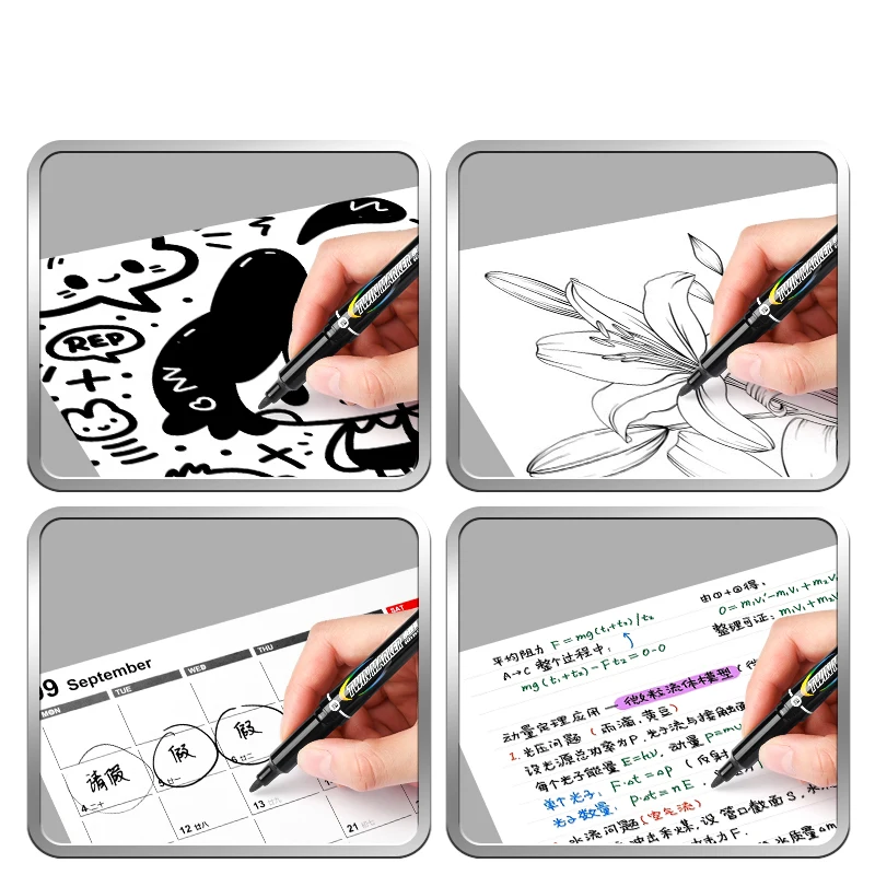 M&G Fineline Dual-Tip Marker Art Outliner Black Office Supplies Suitable for Students And Artists