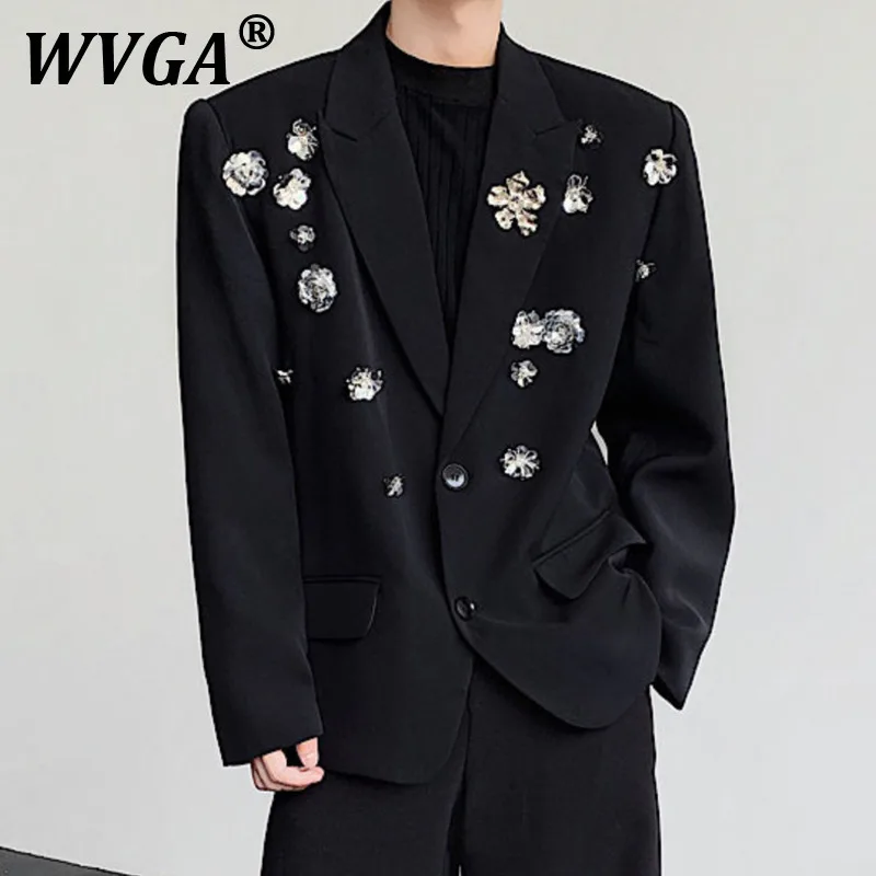 

WVGA Блейзер Весна Осень Новый Мужской Прилив High Street Цветок Модный Дизайн Нишевый Шикарный Повседневный Костюм с Длинными Рукавами Пальто Ins Y2K W11618
