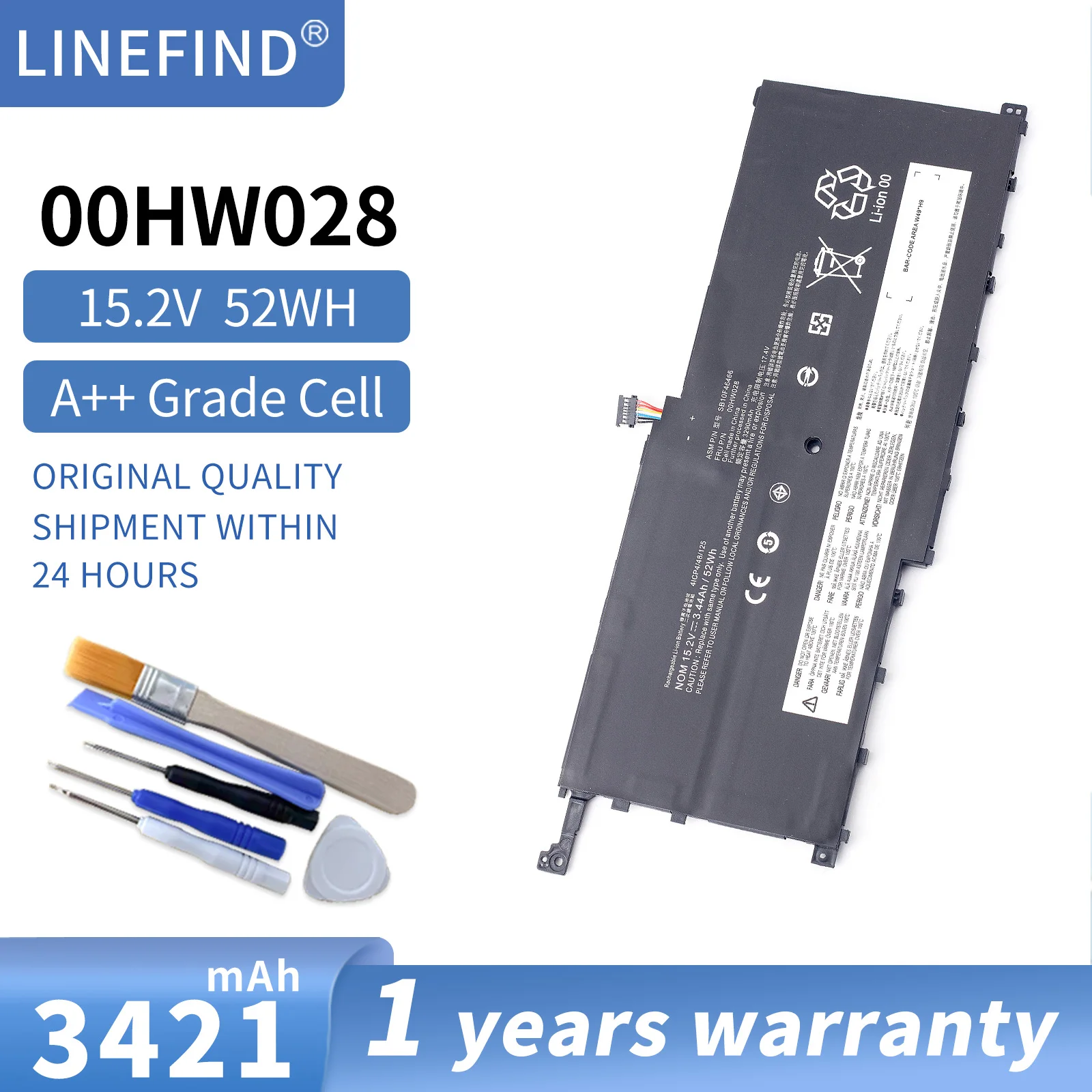 

00HW029 00HW028 01AV439 15.2V 52WH Laptop Battery For Lenovo ThinkPad X1 Carbon Gen 4 (2016) X1 Yoga 1st(2016) SB10F46467