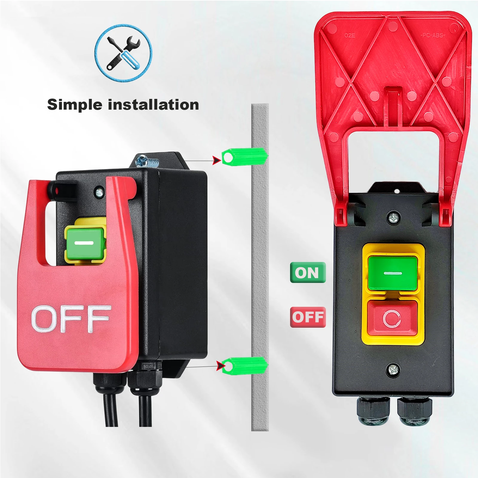Single Phase Safety Zero Voltage Switch with Plug,Machine Switch for Quickly Turn Off Lathe,Milling Table, Cutter,220V-250VAC