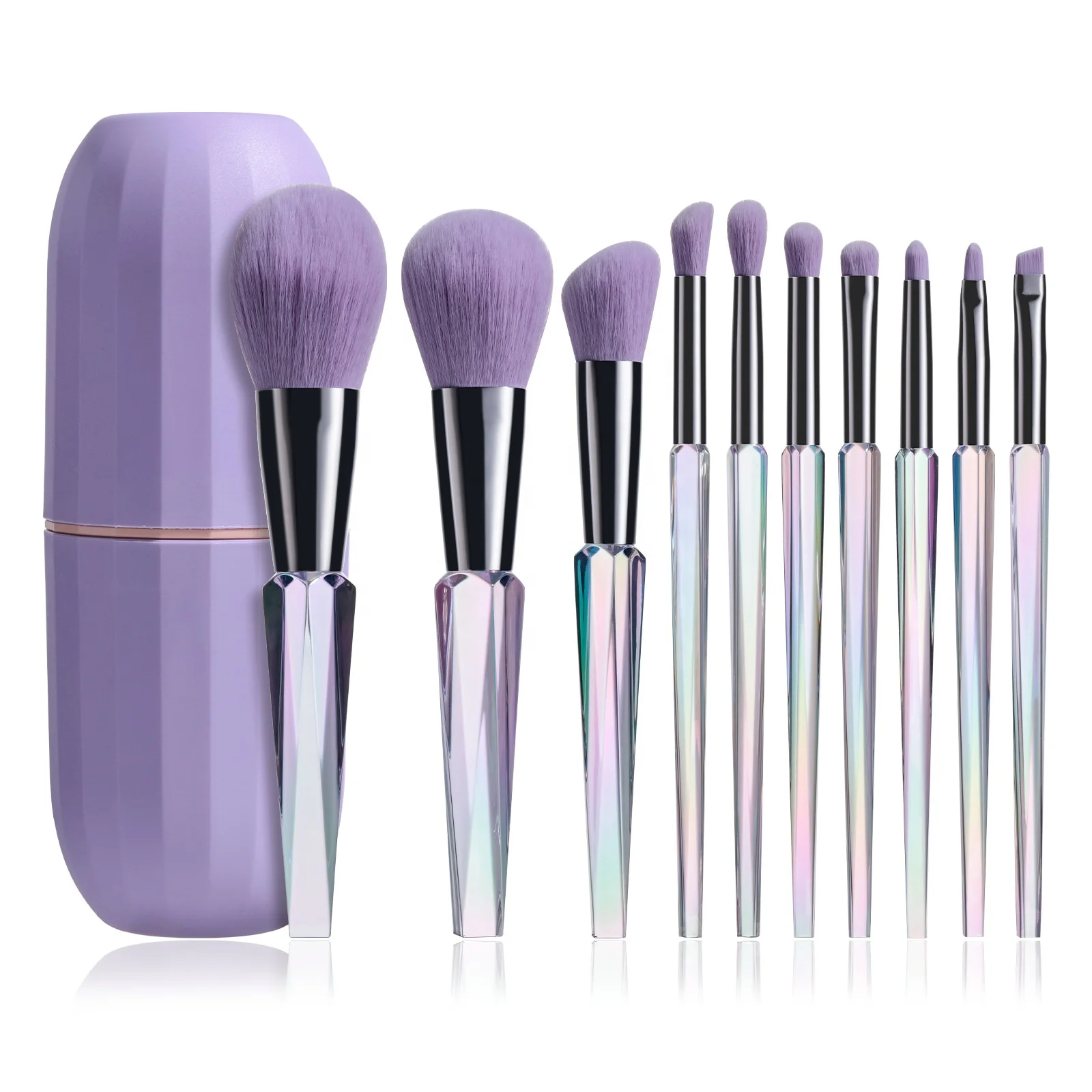 

# Hot Sales Professional 10PCS Crystal Makeup Brushes Set Soft Synthetic Fancy Purple Face Cosmetic Tools Custom Logo Makeup Bru