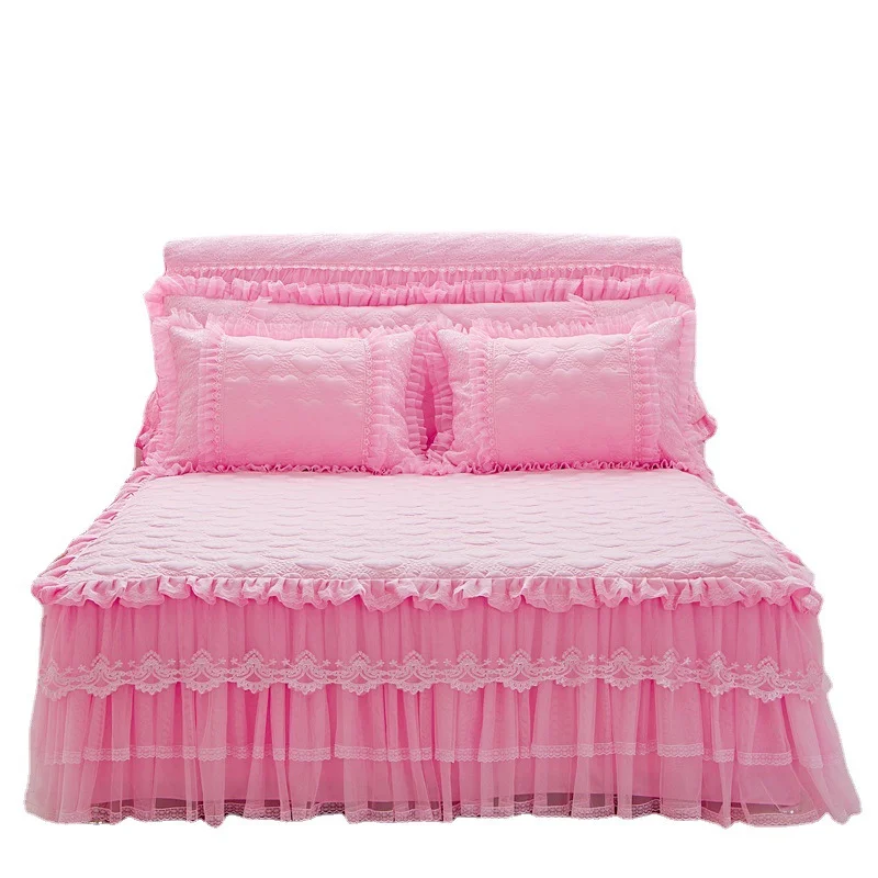 Princess Bedding Bedspreads Sheet Lace Bed Skirt Pillowcases Bedding Set For Girl Bed Cover