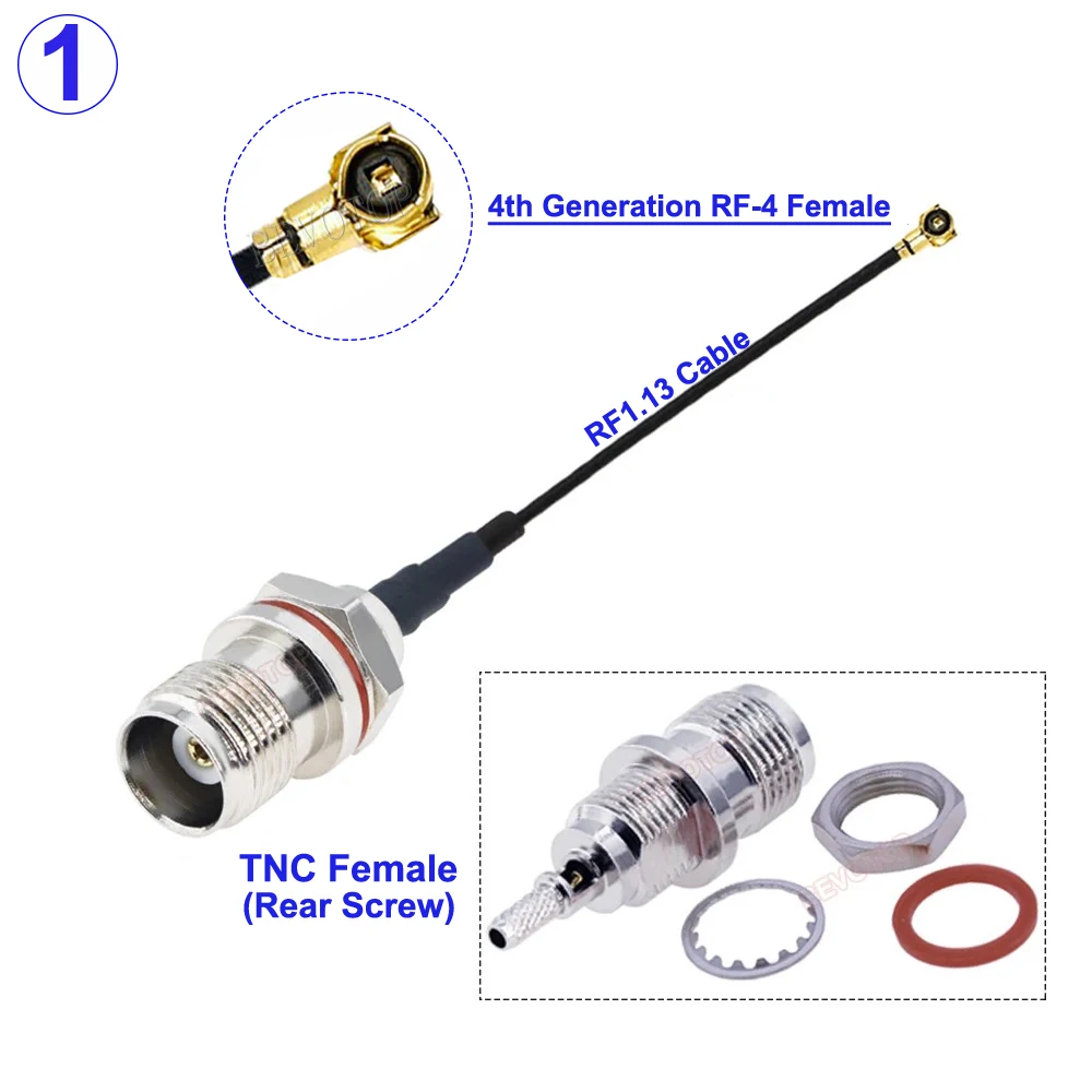 1Pcs Rear Screw Bulkead TNC Female to IPX-1/IPX-4 ( MHF4) Female Connector RF1.13/RG178 Pigtail Jumper RF Coaxial Cable