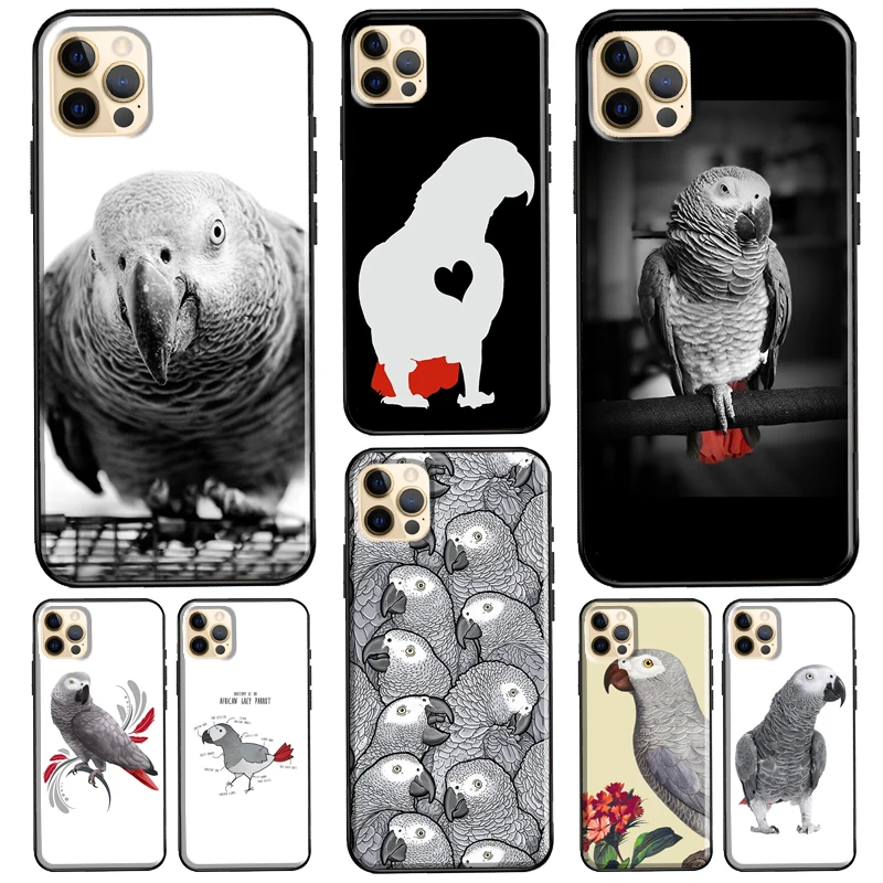 African Grey Parrot Soft TPU Cover For iPhone 13 12 Mini 11 14 Pro Max XS 6S 7 8 Plus 5S SE 2020 X XR Phone Case