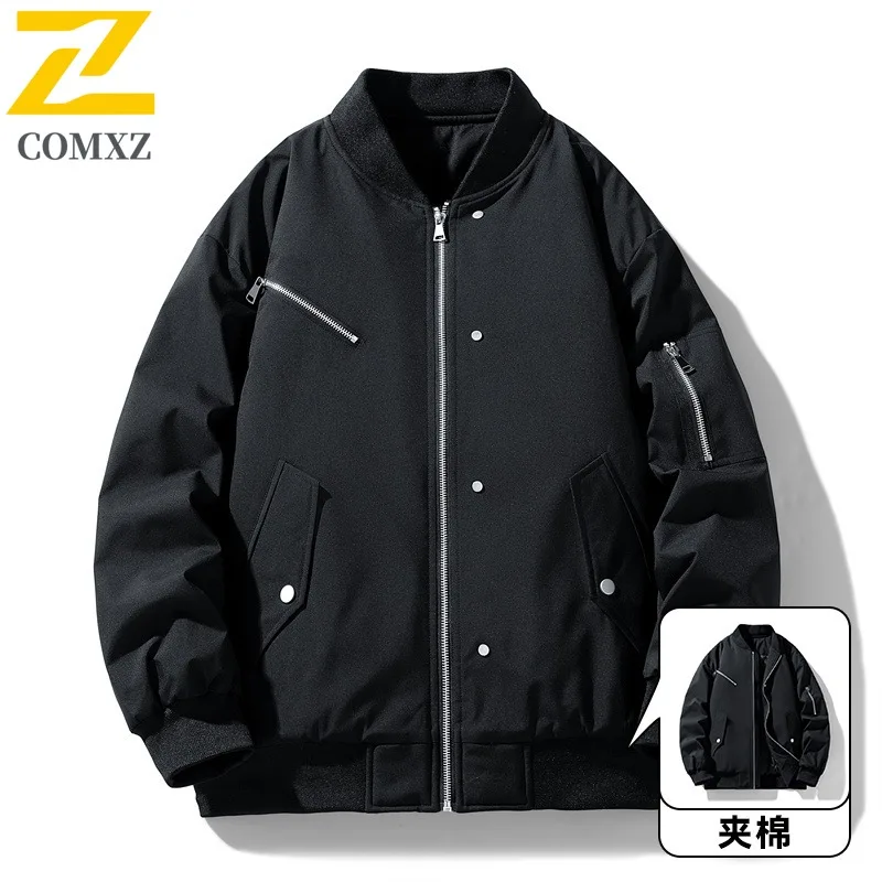 ​Men Sports Casual Jacket  Winter Cotton Coat Korean Style Hooded Thickened Padded Outdoor Warm Waterproof Windproof Windbreaker