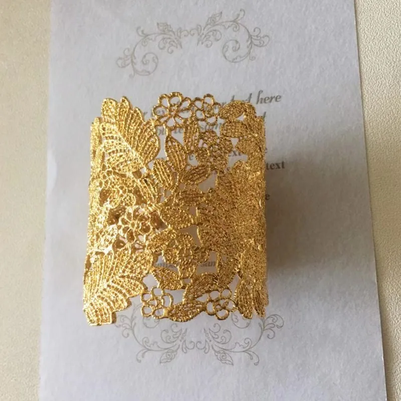

Fashionable Baroque Court Style Wide Open C Type Large Bracelet Hollow out Tree Leaf Design Personalized Arm Ring Jewelry