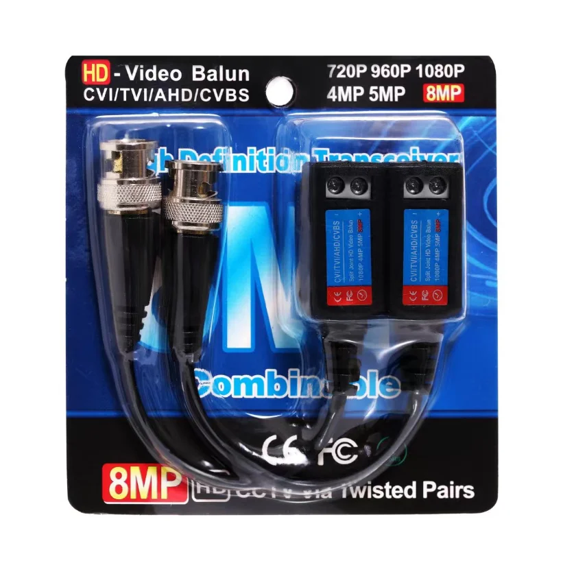 2 Pairs HD CCTV Passive Video Balun CB11 Camera Balun Transceiver for Security Surveillance System