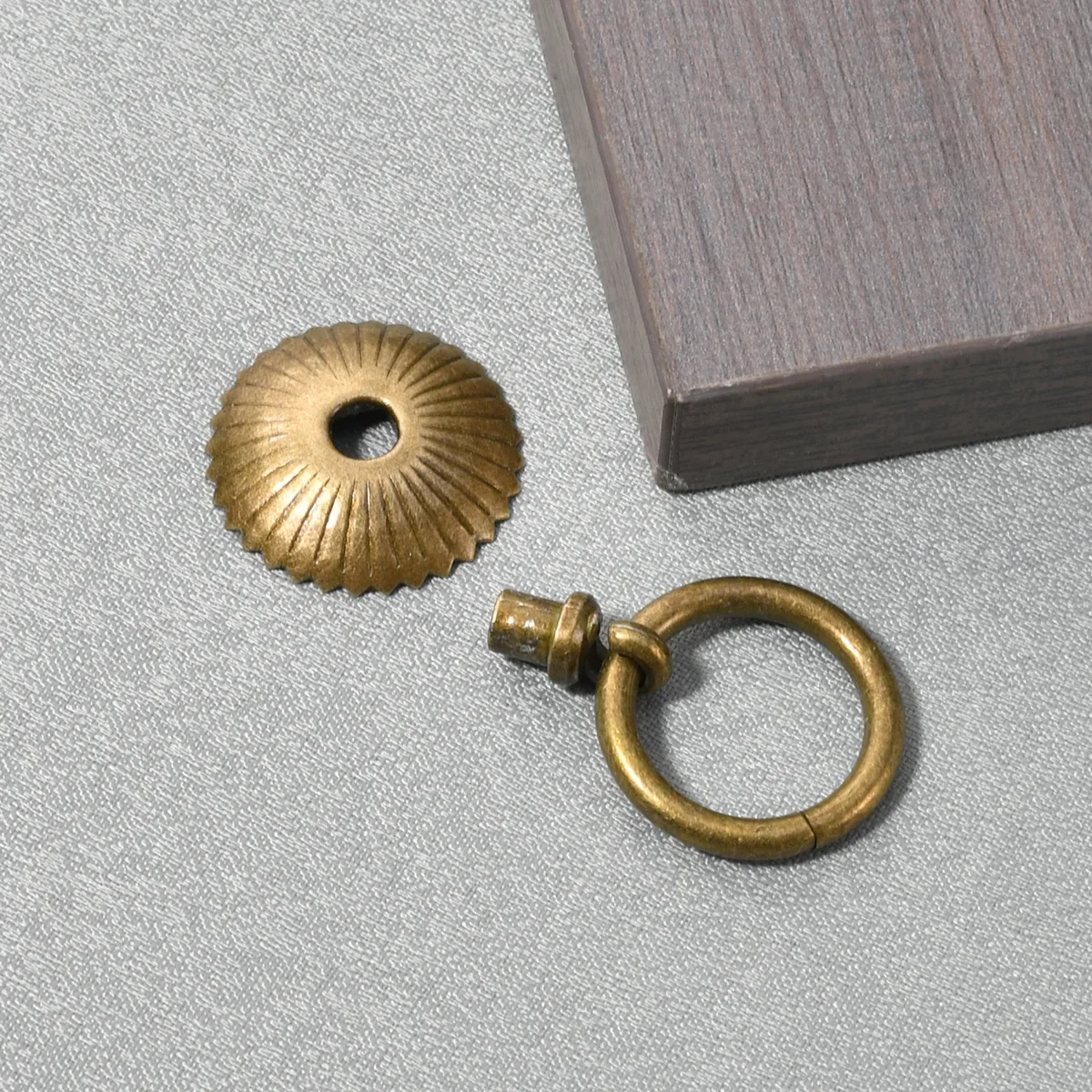 Vintage wardrobe cabinet Chinese door  Antique drawer handle Bronze circle Small home accessories