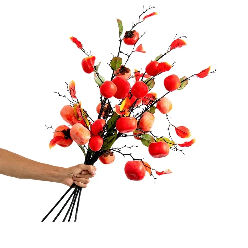 

Simulation flower small persimmon fruit home decoration living room dining table bouquet decoration vase ornament