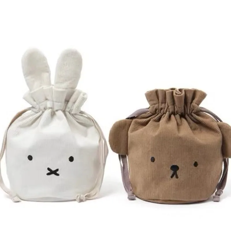 Kadife Miffy tavşan İpli paket kılıfı Kawaii güzel seyahat taşınabilir kozmetik depolama yıkama durulama para çantası paketi