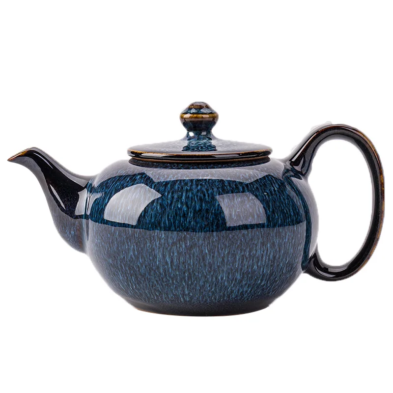 Ceramic Teapot Kiln Change Single Large Kettle Household 1 Teapot 2 Cups Large Capacity Hoop Handle Tea Set