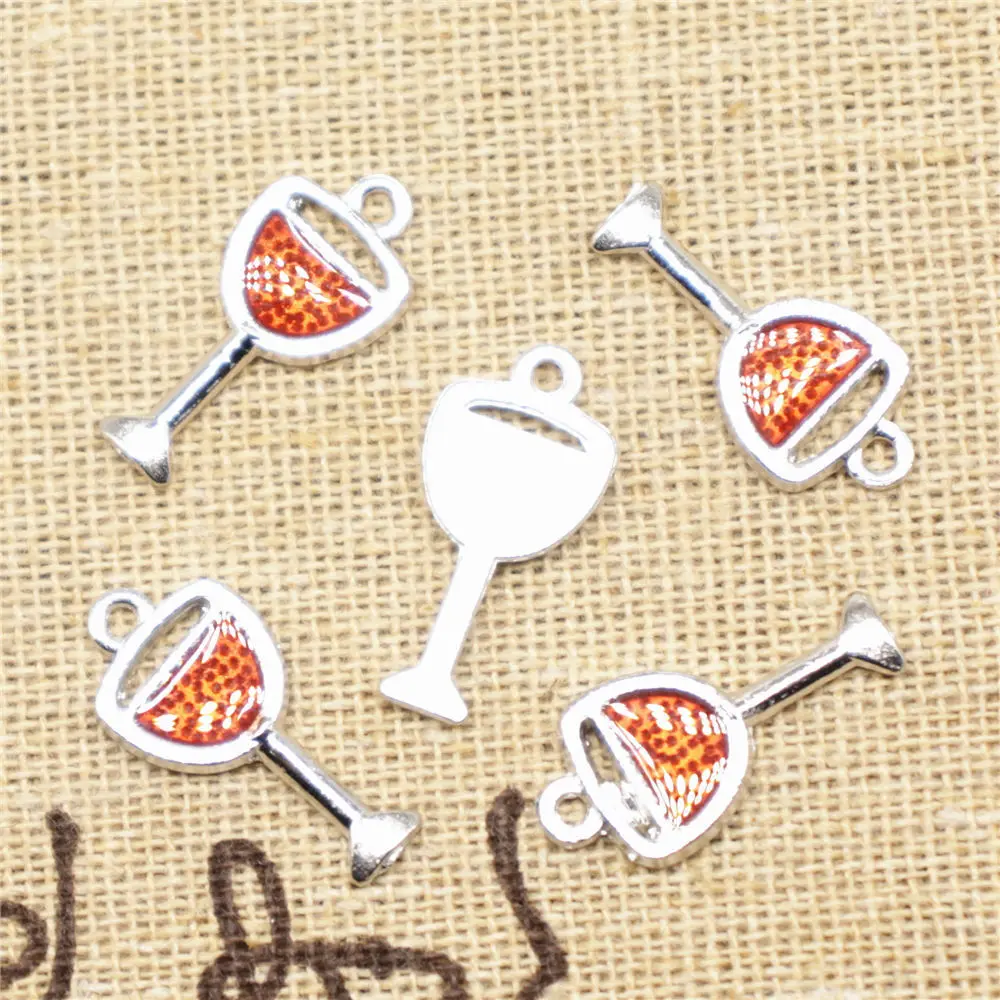 5pcs Enamel 9x20mm Wine Glass Charms Handmade Jewerly Diy