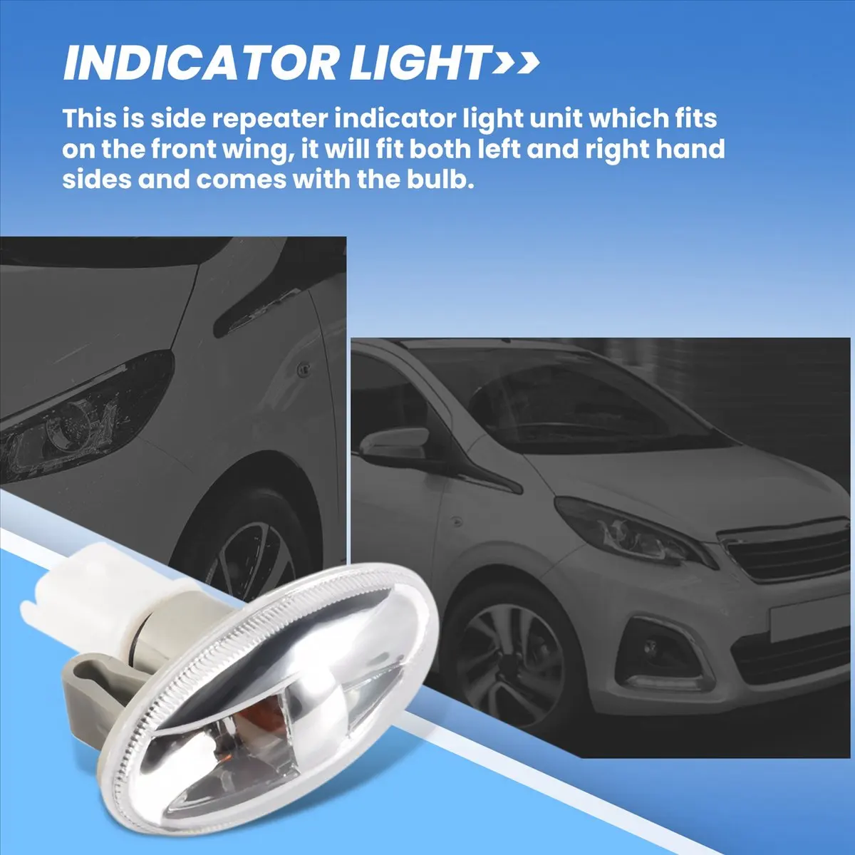 #63X 2Pcs Car Partner Side Steering Indicator Repeater Light,For Peugeot Indicator light,(ABS)