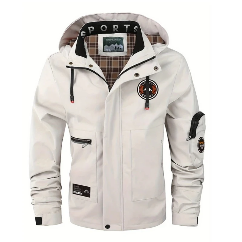 Men's Lightweight Waterproof Jackets Hooded Fashion Windbreaker Rain Jacket Autumn Outdoor Hiking Cycling Camping Windproof Coat