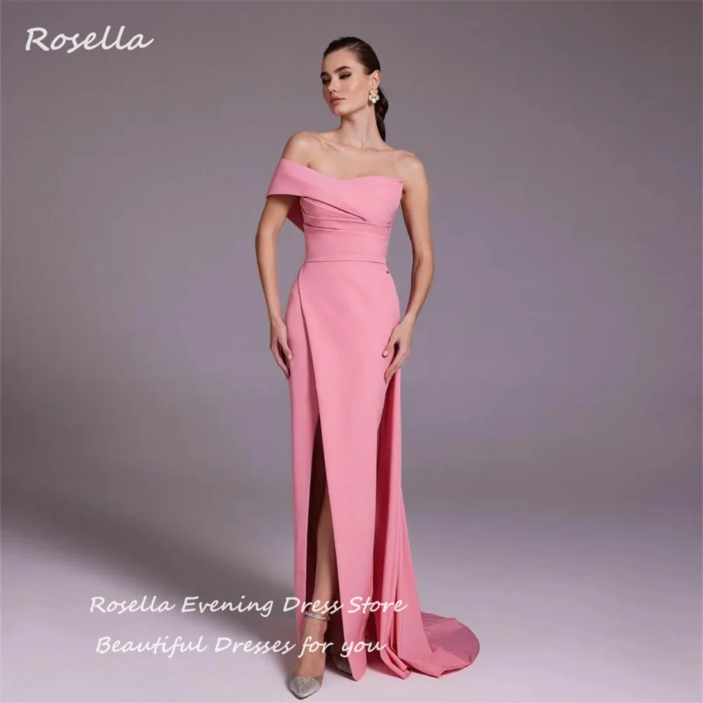 ROSELLA-Robe de Soirée Plissée Rose pour Femme, Longueur au Sol, Sirène, Devant, Fente Haute, Nouvelle Collection 2023