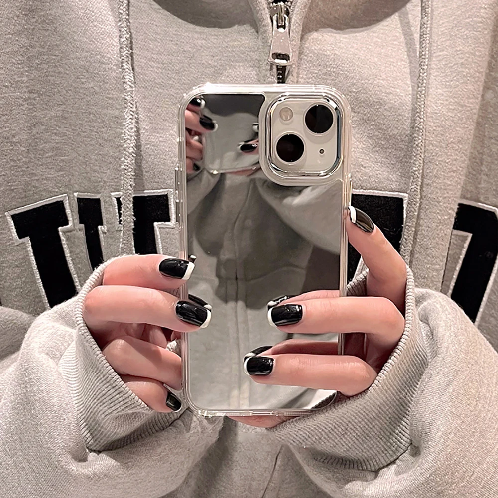 Silver Golden Mirror Shockproof Case for iPhone 15 16 14 13 12 Pro Max 11 X XR XSMax Electroplating Soft Clear Back Cover Fundas